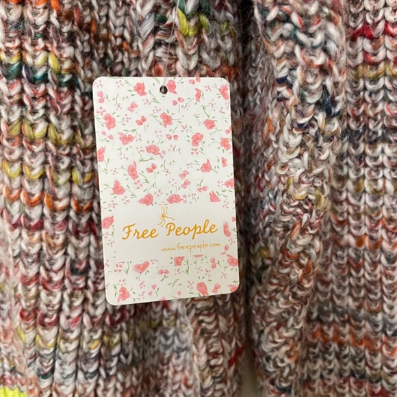 Free People Walk on By Rainbow Speckle Cardigan Sweater NWT Size Large - Picture 9 of 15